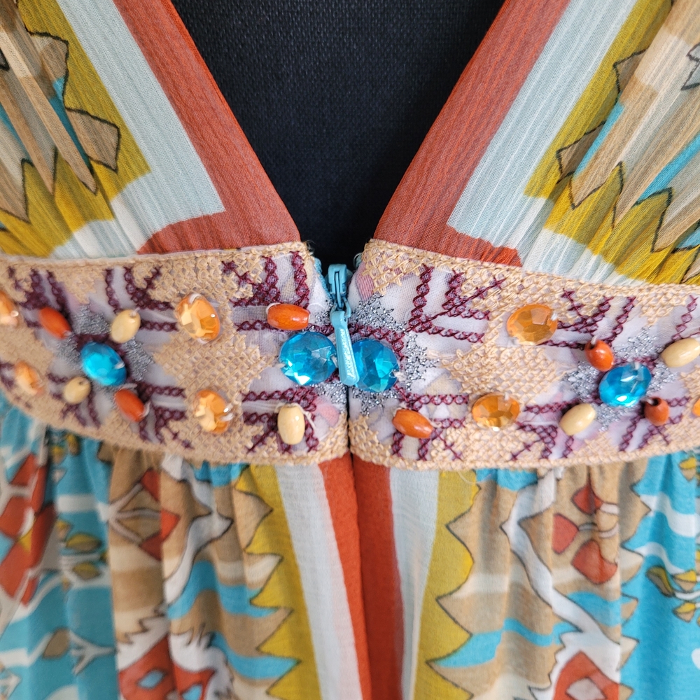 Vintage Nicole Miller Multicolor Bohemian Gown. - Picture 6 of 6